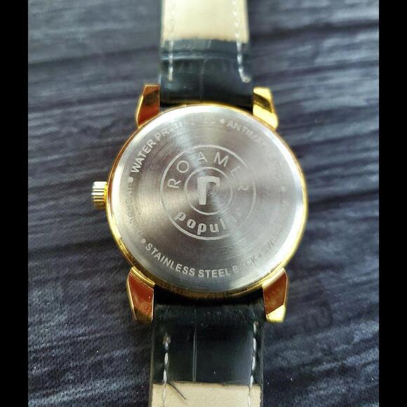 Rare Roamer Brevete Swiss Mens Manual Watch Gld Cham‎ Blk - Picture 7 of 9